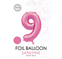 folieballon cijfer 9 mat roze metallic