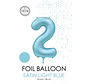folieballon cijfer 2 mat licht blauw metallic