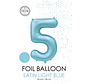 folieballon cijfer 5 mat licht blauw metallic