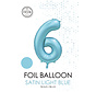 folieballon cijfer 6 mat licht blauw metallic