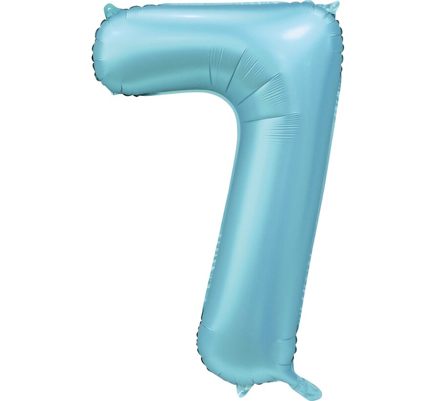 folieballon cijfer 7 mat licht blauw metallic