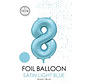 folieballon cijfer 8 mat licht blauw metallic