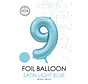 folieballon cijfer 9 mat licht blauw metallic