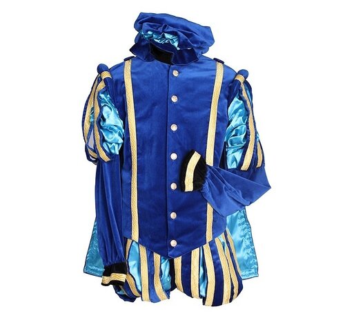 Piet fluweel met cape Malaga Blauw / Babyblauw