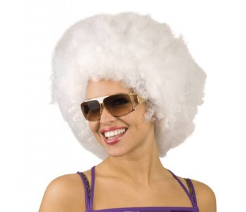 Witte Afro Pruik