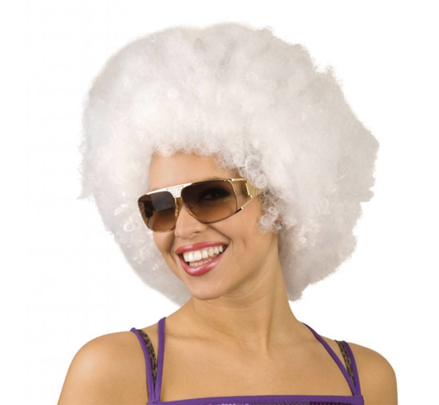 Jaren 70 Witte afro pruik