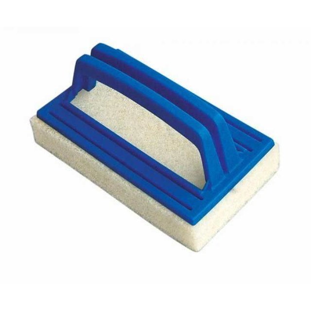 Scouring sponge with fine polishing surface.