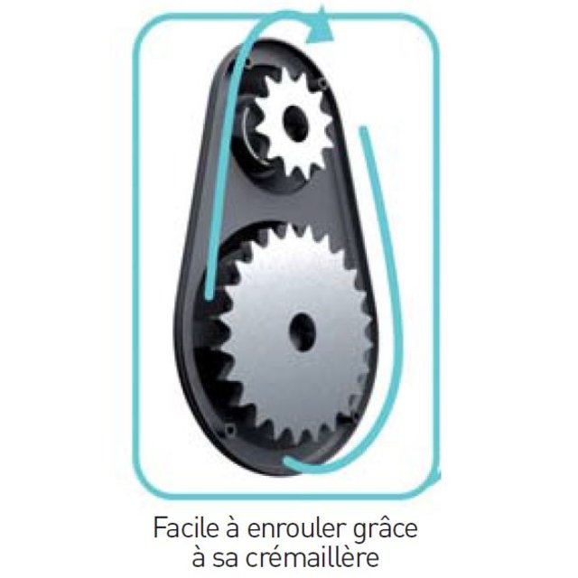 Enrouleur T Luxe easy avec engrenages Presto bains max 12 X 6
