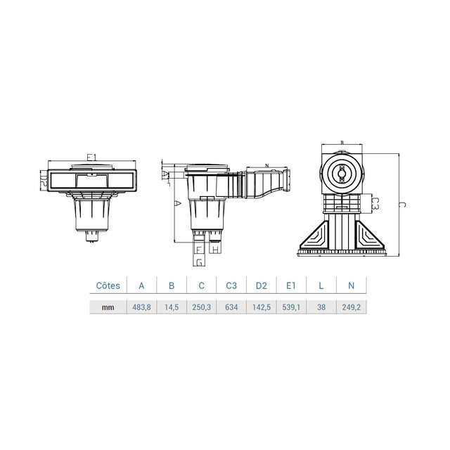 High water line skimmer wide liner 3139 white