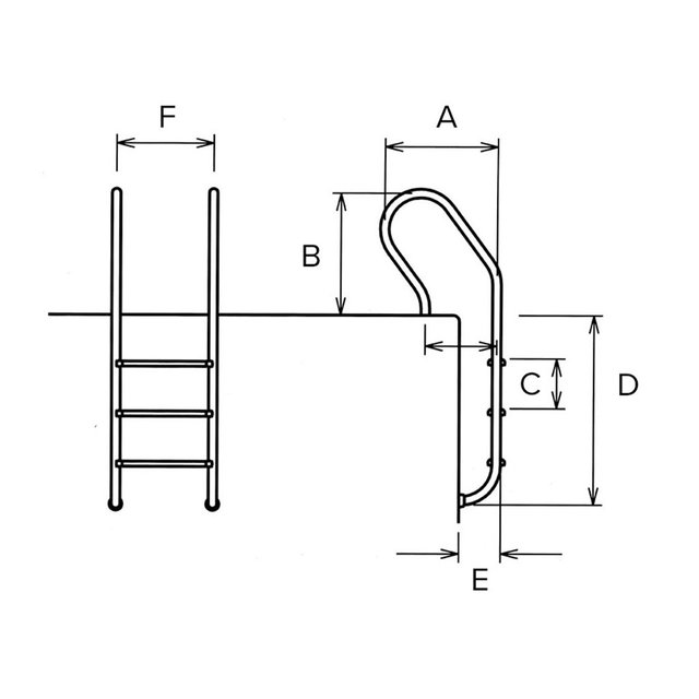 parallel look ladder AISI 316  3 treden parallel look ladder AISI 316  3 treden