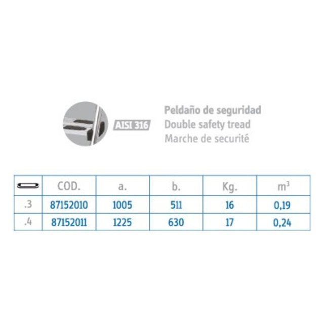 Easy Access ladder stainless steel 316 3 steps
