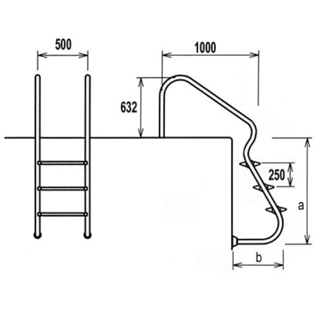 Easy Access ladder stainless steel 316 3 steps