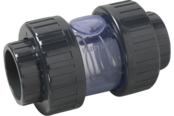 Clapet anti-retour transparent à ressort à coller 50mm Clapet anti-retour transparent à ressort à coller 50mm