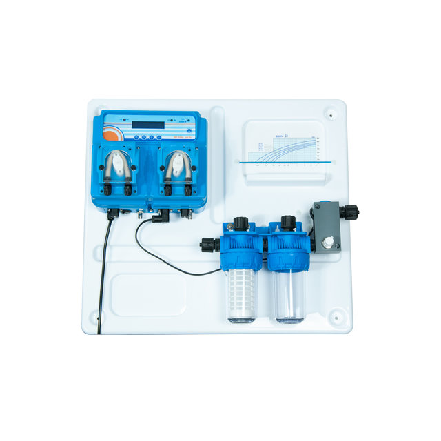 Panel DUAL pH/Rx met debietschakelaar, doseerpompen 1,6 l/h