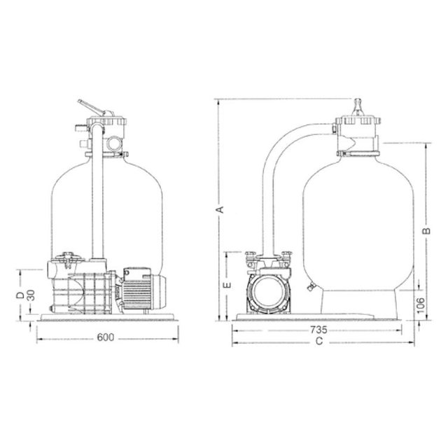 Azur sand filter set 6m³/h