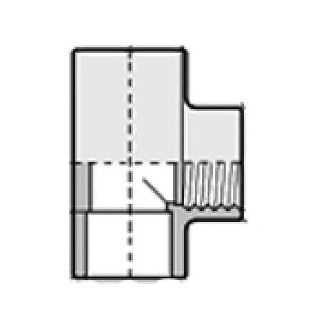 T-stuk 50mm & 63mm  binnendraad 1/2"