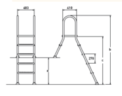 Échelle en acier inoxydable 316, 1 + 4 barreaux semi-encastrés