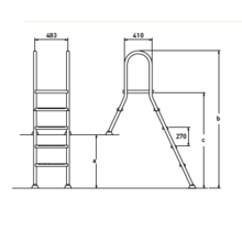 Échelle en acier inoxydable 316, 1 + 4 barreaux semi-encastrés