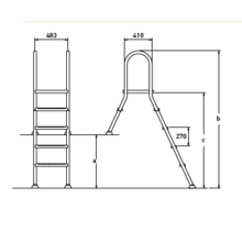 Ladder RVS 316 1 + 5 treden half-ingebouwd