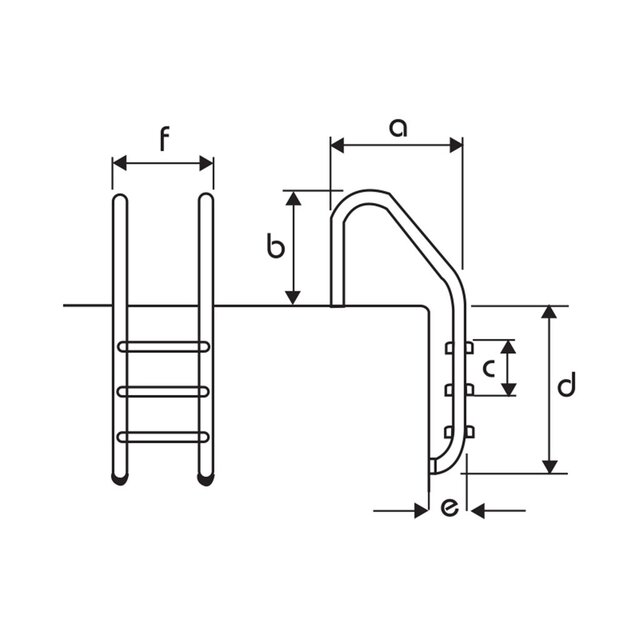 Échelle standard antidérapante en acier inoxydable AISI 304, 5 barreaux