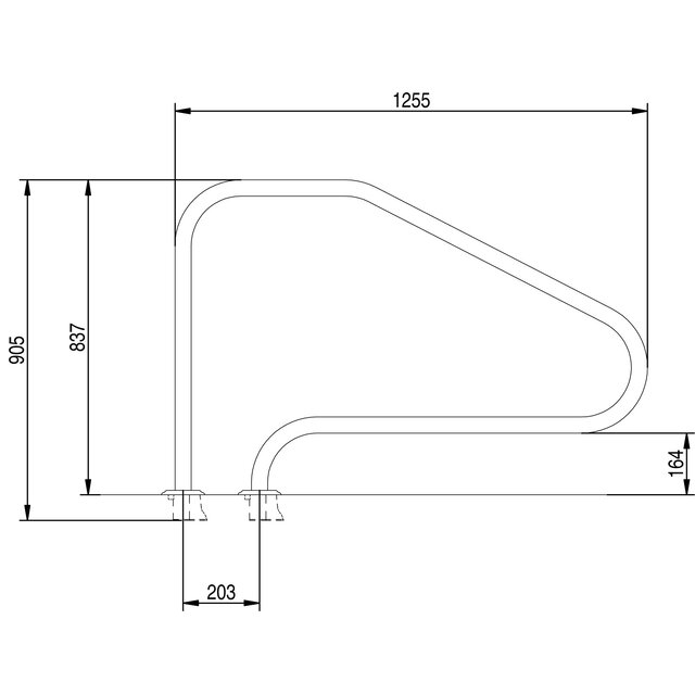 handleuning RVS 316 met verankeringsset inbouw