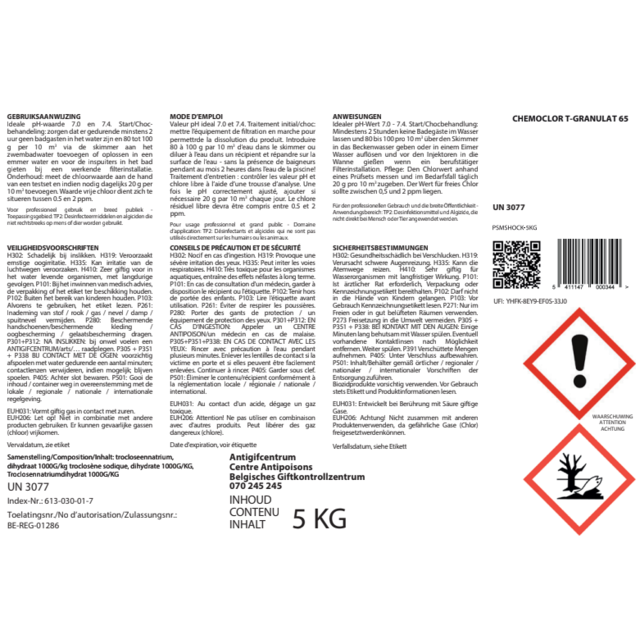 Granulés de chlore (choc) 5 kg