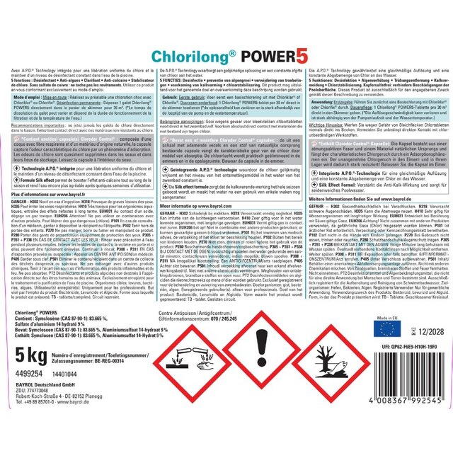 Chlorilong Power 5 chlore multifonctionnel 250g Chlorilong Power 5 chlore multifonctionnel 250g
