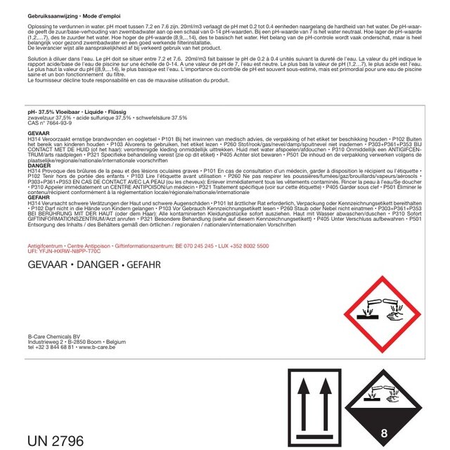 Liquide Ph min 37.5% professionnel 20L