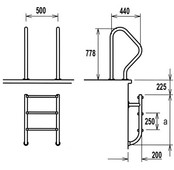 2-part ladder stainless steel 316 3 steps
