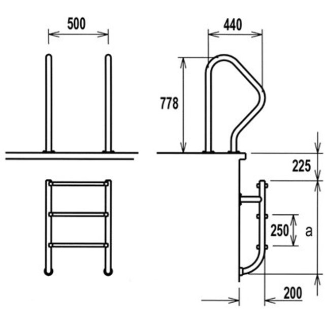 2-part ladder stainless steel 316 4 steps