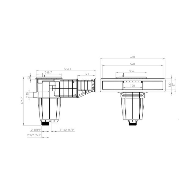 X-Pro 600 Skimmer beton/liner wit