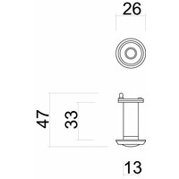 Spionoog inox diameter 26 mm - deurdikte 34mm - 52 mm