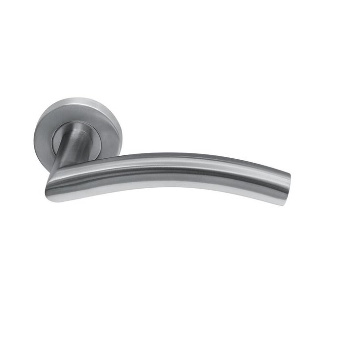 In-Door Stainless steel door handle Brasilia on round rosette