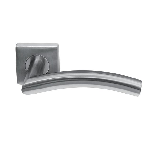 In-Door Stainless steel door handles Brasilia on square rosette without key plates