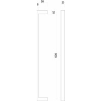 Stainless steel door handles "Cosmic" U 20/500 pair for door thickness > 30mm