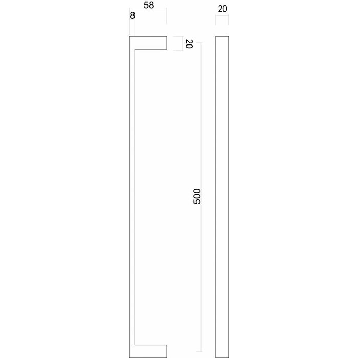 HDD Poignées de porte en acier inoxydable "Cosmic" 20/500 - paire pour épaisseur de porte > 3 cm