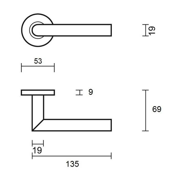In-Door Poignées de porte Jersey en inox sur rosace ronde