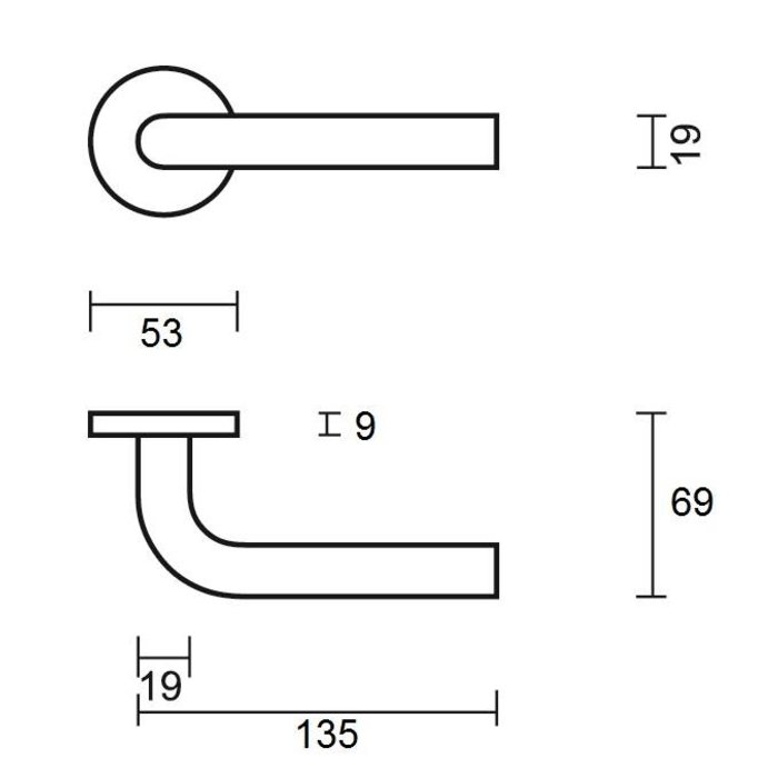 In-Door Stainless steel door handles Lima on round rosette