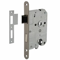 WONINGBOUW CILINDER DAG- EN NACHTSLOT 55 MM, VOORPLAAT AFGEROND RVS, 20X175, DOORN 50MM INCL. SLUITPLAAT