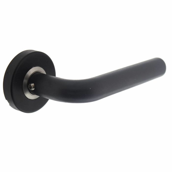 Intersteel Black Lucerne door handles on round double sprung rosette