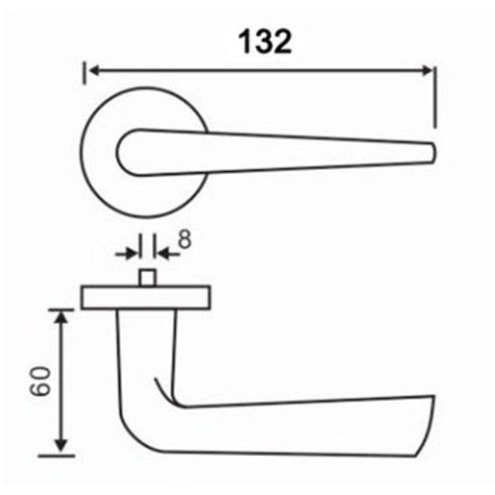 In-Door Stainless steel solid door handles Rome without key plates