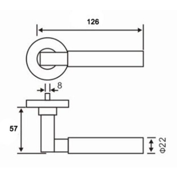 In-Door Türgriff Sofia aus massivem Edelstahl auf quadratischer Rosette