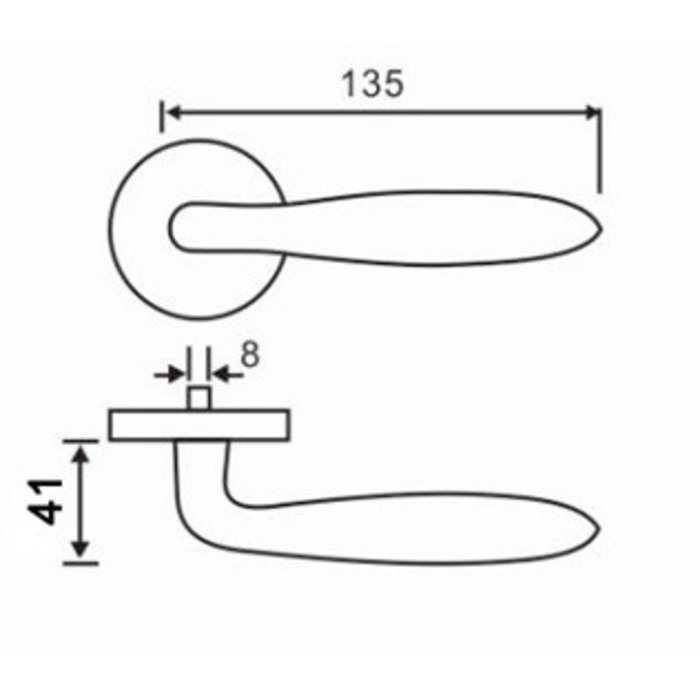 In-Door Riga door handle made of solid stainless steel on a round rosette