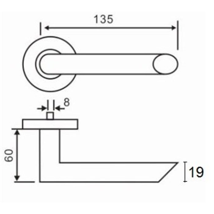 In-Door Stainless steel door handles Havana on round rosette