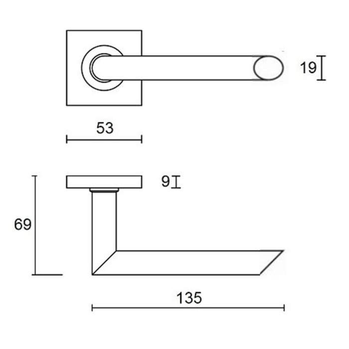 poignée de porte J-RoX Modèle 63 sur rosace carré de 8 mm inox brossé