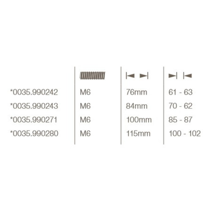 Intersteel Bolt 6-edge 76mm for safety rosette for door thickness 61/63mm