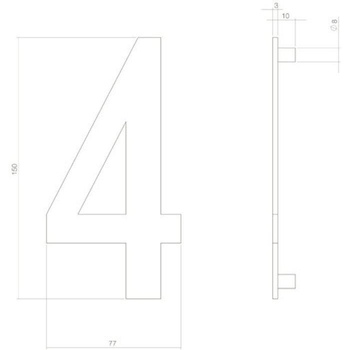 Intersteel Matt black house number 4 with a height of 150mm