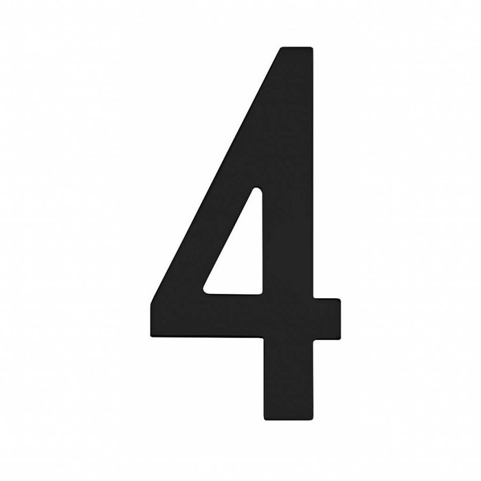 Intersteel Matt black house number 4 with a height of 150mm