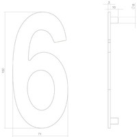 Huiscijfer nr. 6 150mm RVS/mat zwart