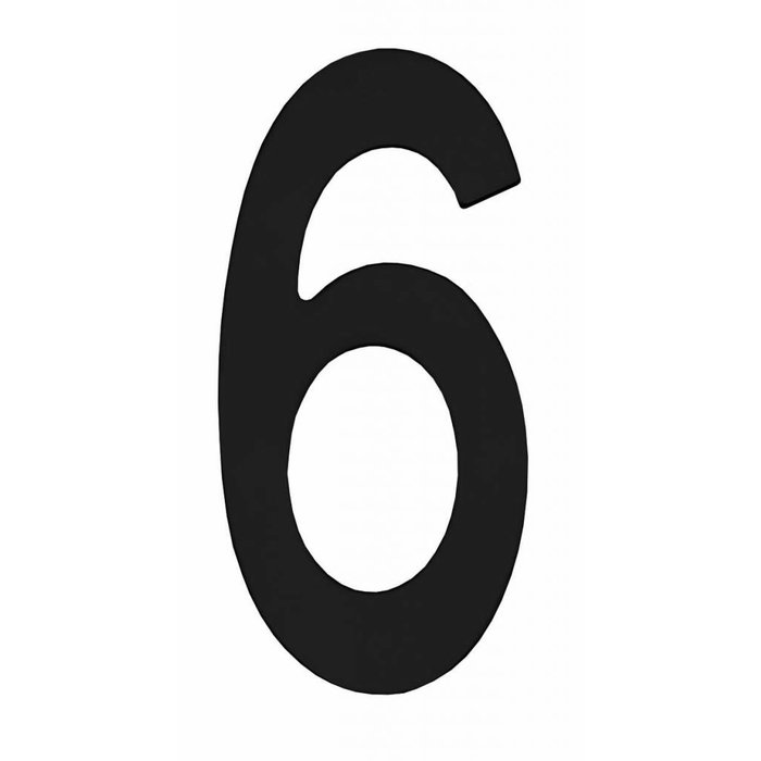 Intersteel Matt black house number 6 with a height of 150mm